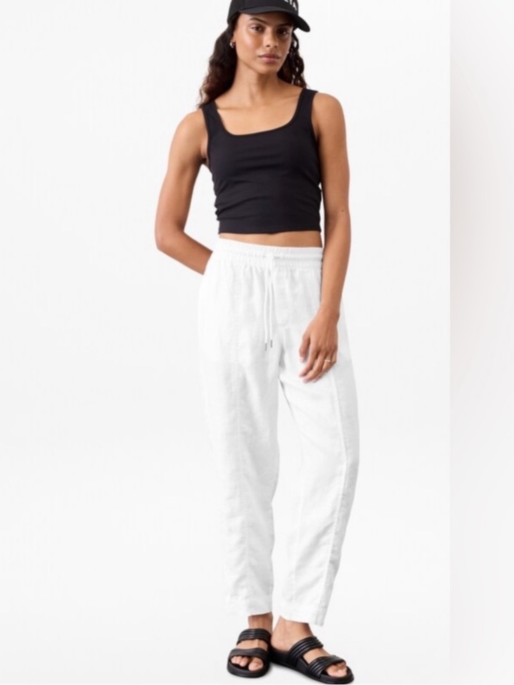 NWOT-Athleta White Retreat Linen Ankle Pant, Small